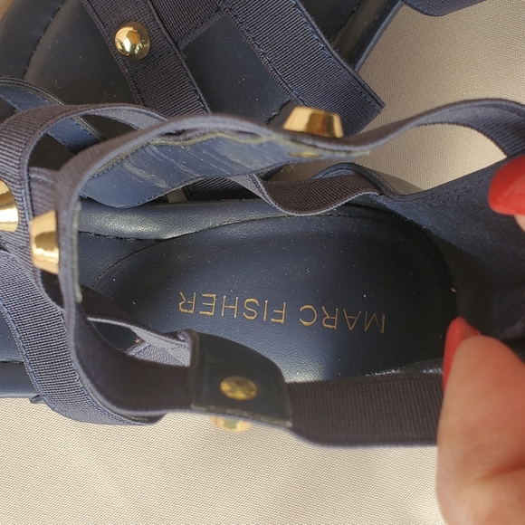Marc Fisher Navy Blue Sandals Size 7 - Picture 3 of 5